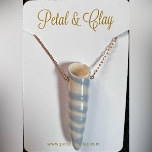 NEW Petal & Clay Blue and white striped bud vase necklace